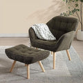 48" Small Upholstered Linen Loveseat Sofa with Wood Legs E543