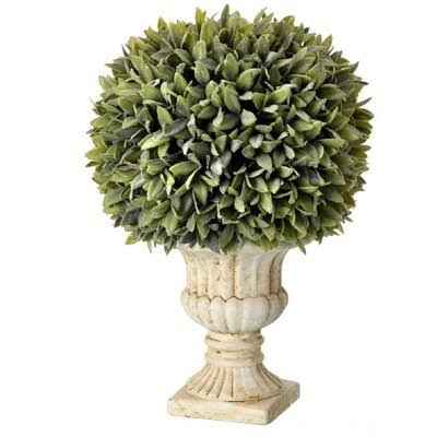 Potted Flocked Sage Ball Foliage Topiary in Urn O1279