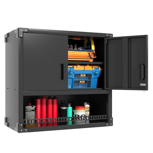 Black Metal Storage Cabinet with Wheels W831568