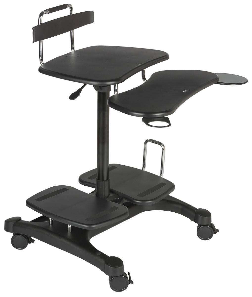 Sit-Stand Mobile Computer Desk Cart with CPU Shelf and Printer A75662