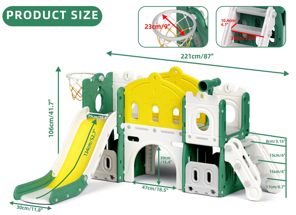 8 in 1 Kids Slide Set with Climber W597