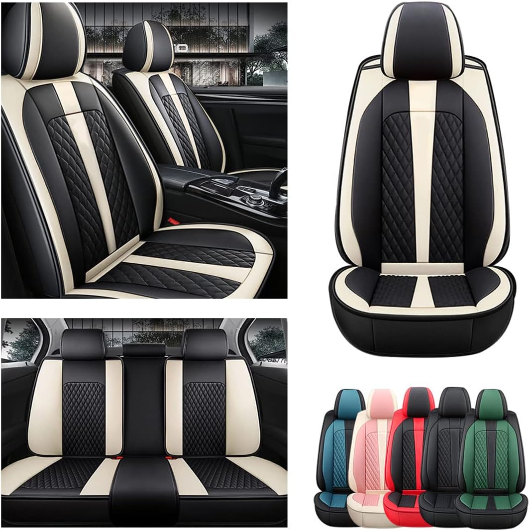 Car Seat Covers 5-Seat Black Beige F833495