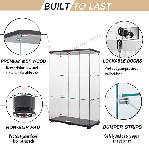 White Glass Display Cabinet with 3 Shelves, 49.3" H x 16.7" W x 14.3" D U839