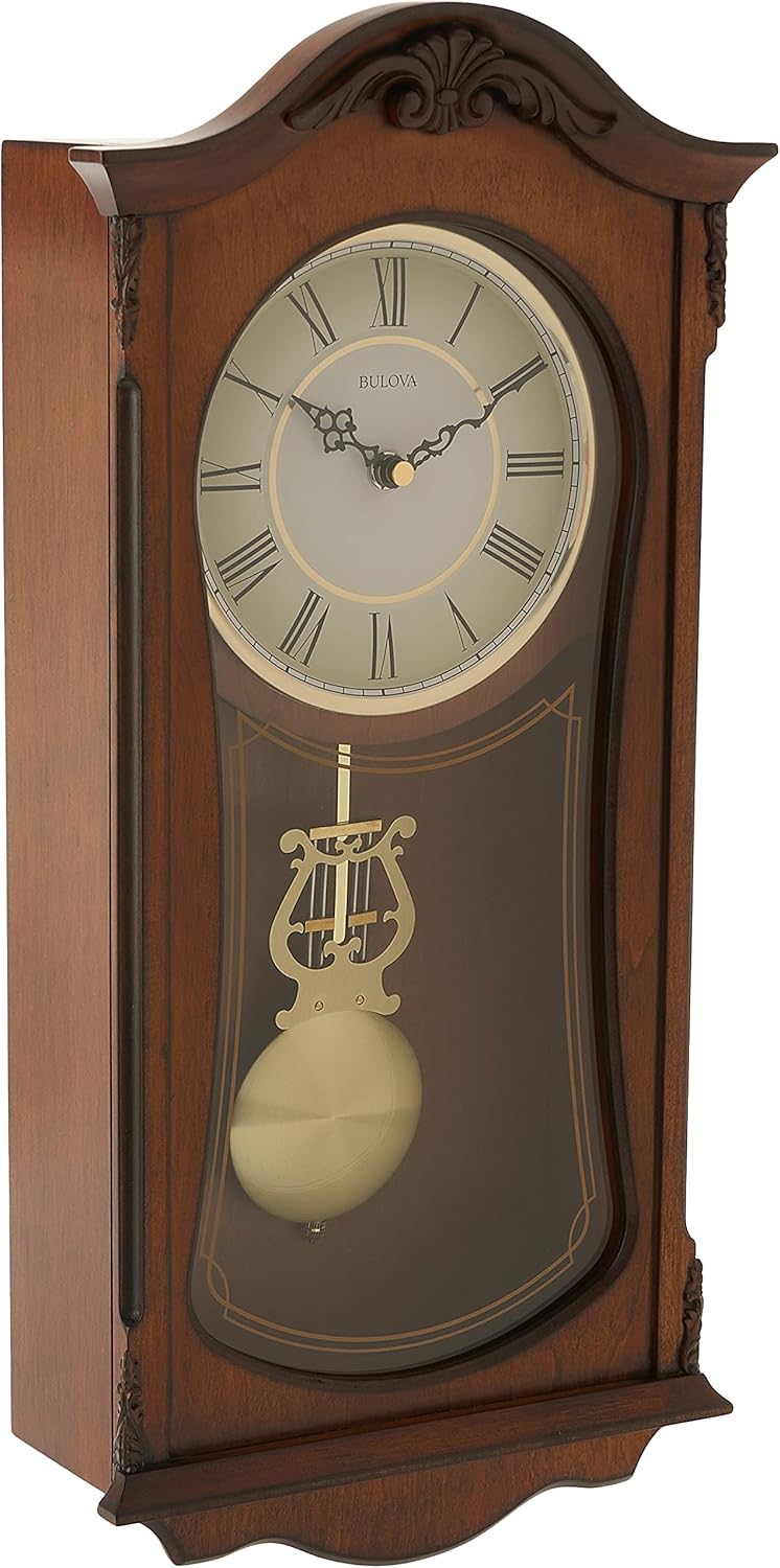 Brown Wooden Chiming Wall Mount Analog Clock G9900