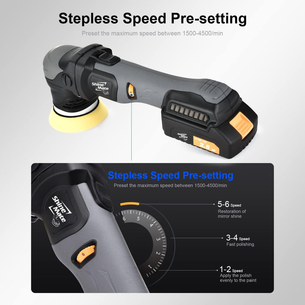 Cordless Orbital Polisher Kit with Brushless Motor 3 Inch 12 MM Throw C986