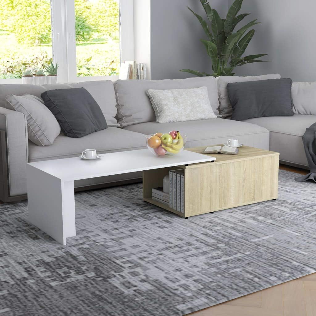 Coffee Table with Storage Cabinet Chipboard Side Table Concrete Gray S180778