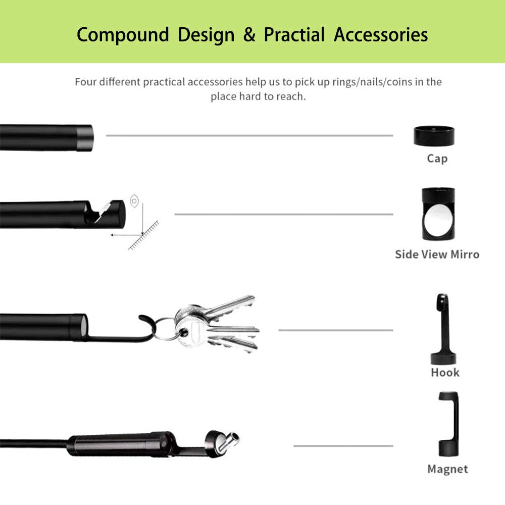 Endoscope Camera with Lights, 1080P HD Borescope Camera 4.3 Inch LCD Screen IP67 Waterproof, 3000mAh Battery, 32GB TF Card Y4254