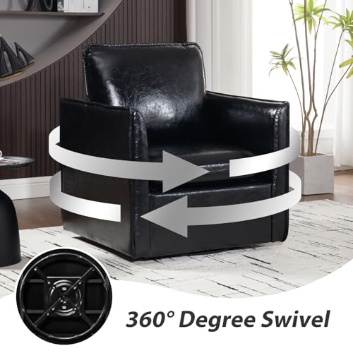 Green Leather Swivel Accent Chair with Back Pillow X243062