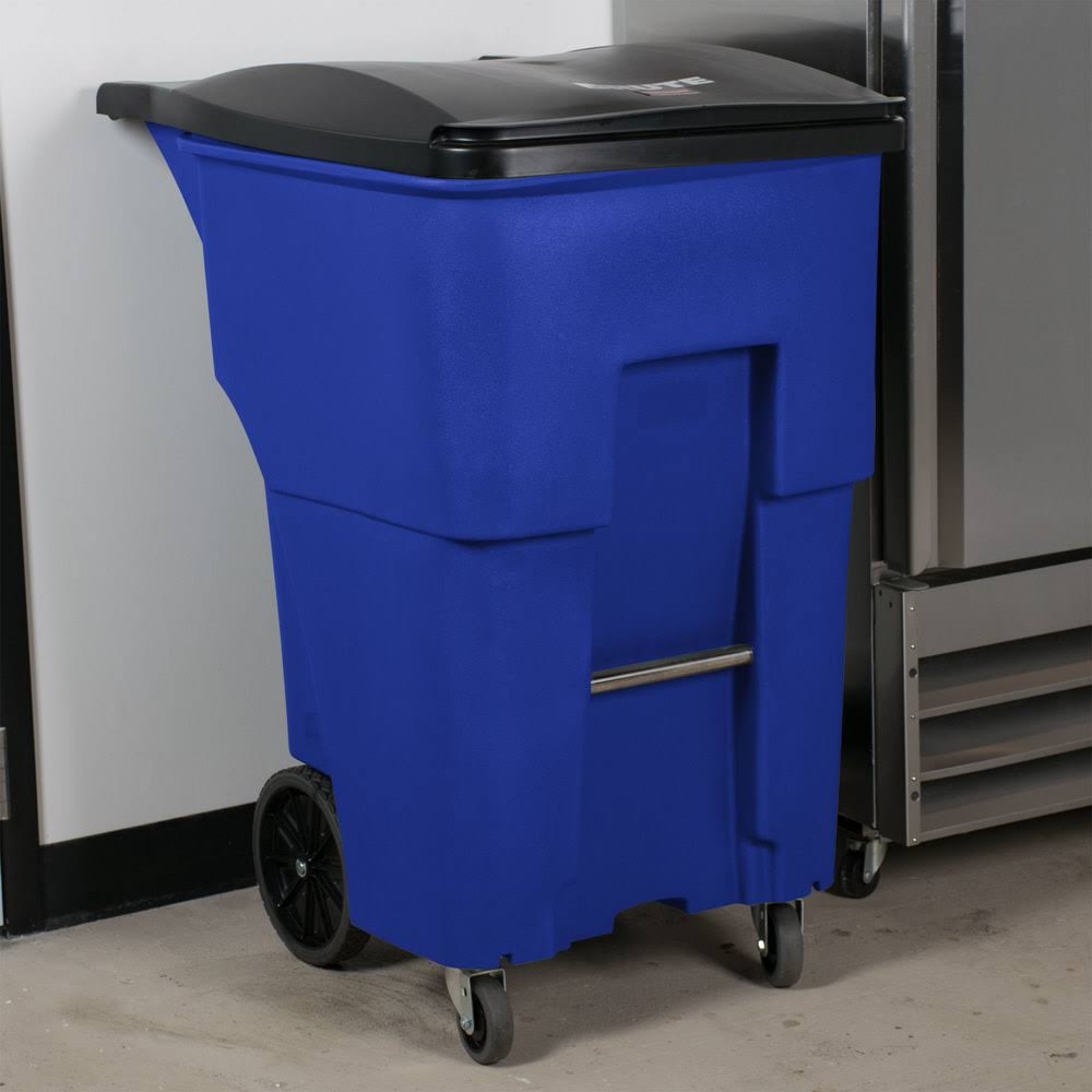 Blue 95 gal Square Rollouts with Casters J999880