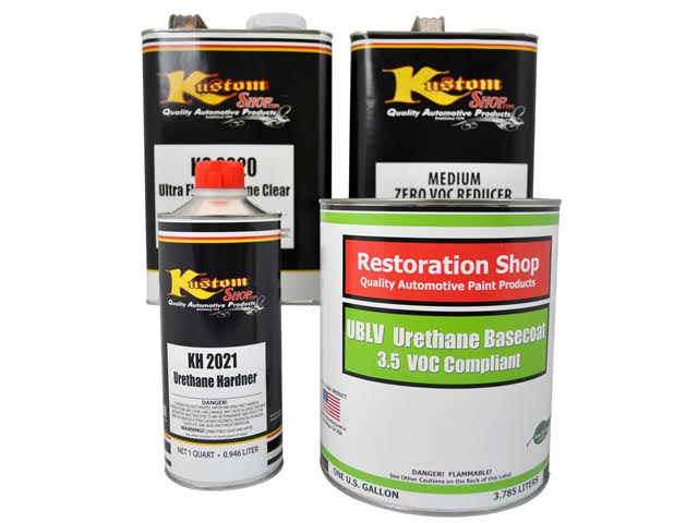 Bright Red Low VOC Urethane Basecoat Clearcoat Car Auto Paint Medium Gallon Kit W22350