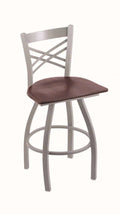 Swivel Counter Stool with Anodized Nickel Finish and Dark Cherry Oak Seat B995