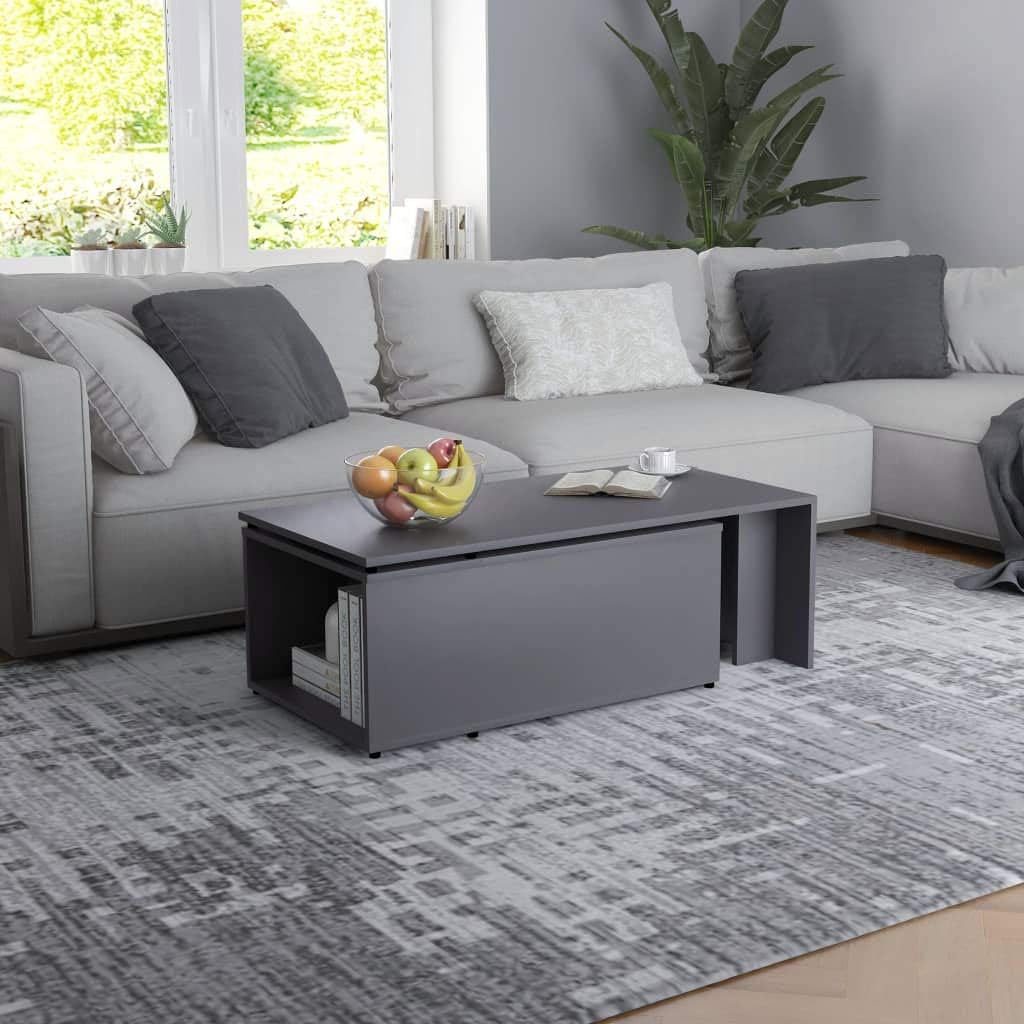 Coffee Table with Storage Cabinet Chipboard Side Table Concrete Gray S180778