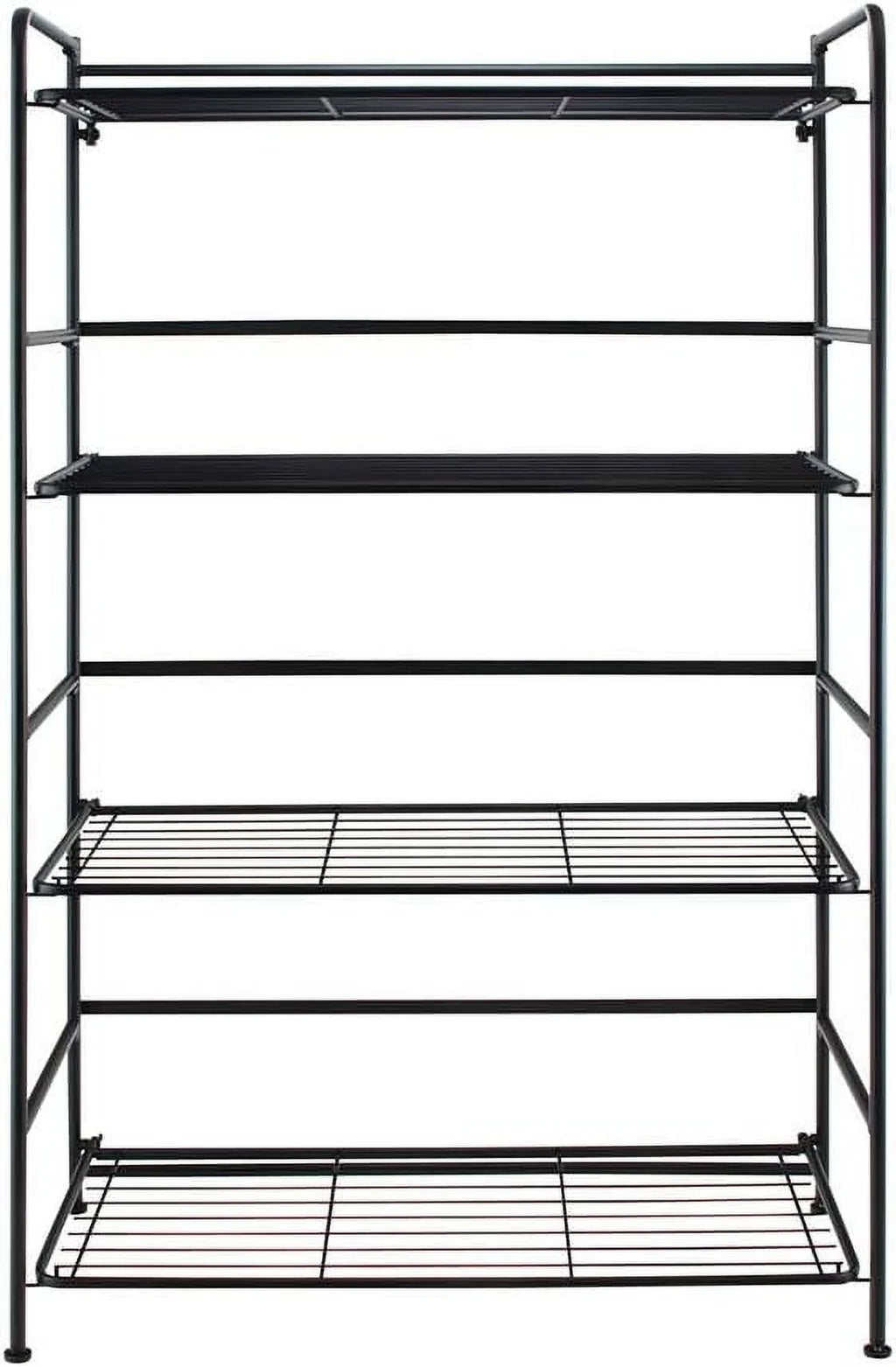Black Metal 4 Shelves Folding Bookcase E903890