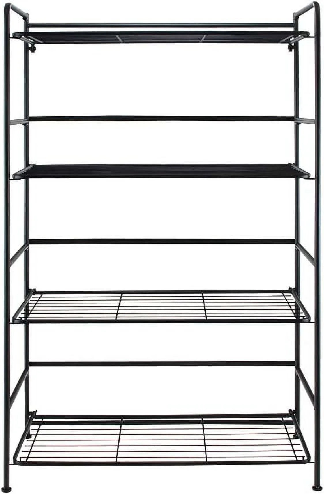 Black Metal 4 Shelves Folding Bookcase E903890