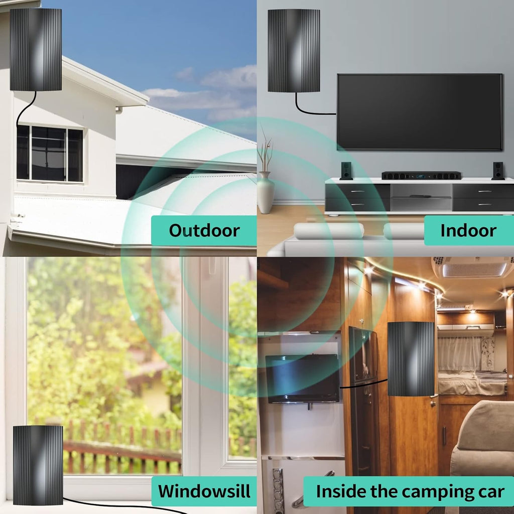Digital TV Antenna 380 Miles Range Indoor Outdoor 4K 1080P Q2746