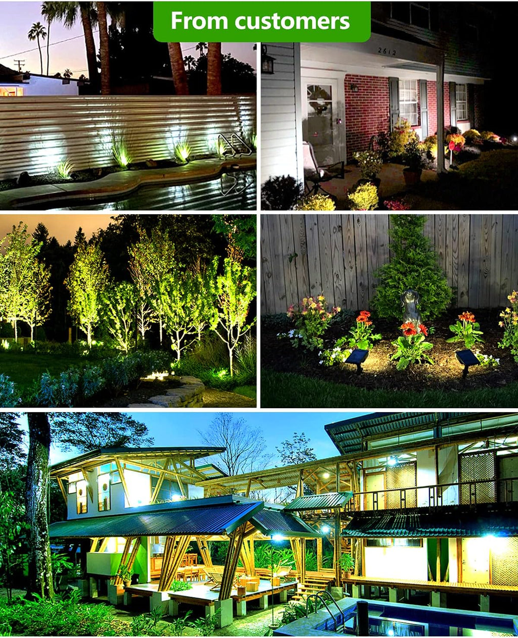 15 LEDs IP65 Waterproof Adjustable Solar Landscape Spotlights 10 Pack L3865