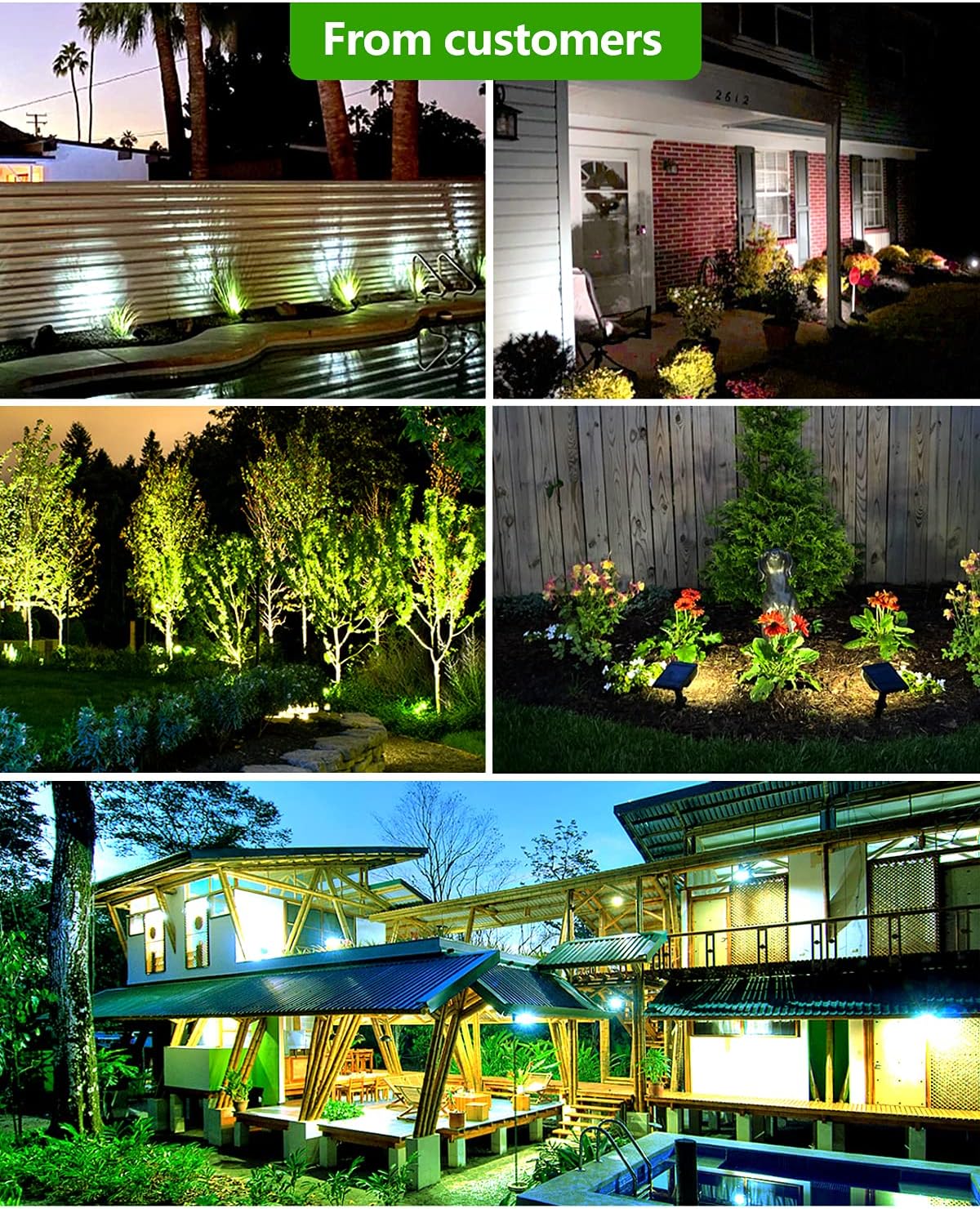 15 LEDs IP65 Waterproof Adjustable Solar Landscape Spotlights 10 Pack L3865