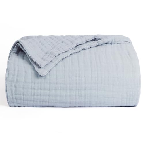 6 Layer Cotton Muslin King Size Blanket, Sage Green E736839