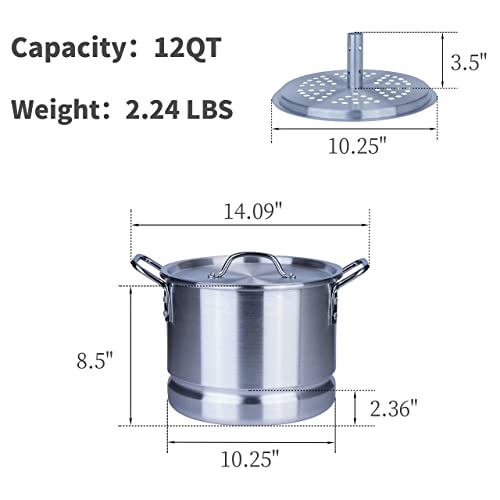 32 Quart Aluminum Tamale Steamer Pot with Steamer Rack and Tube Q84273