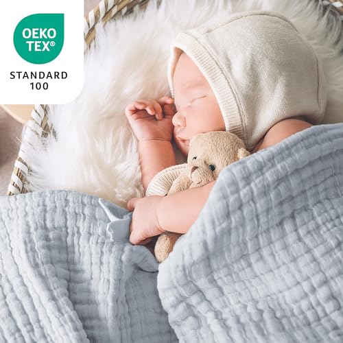6 Layer Cotton Muslin King Size Blanket, Sage Green E736839
