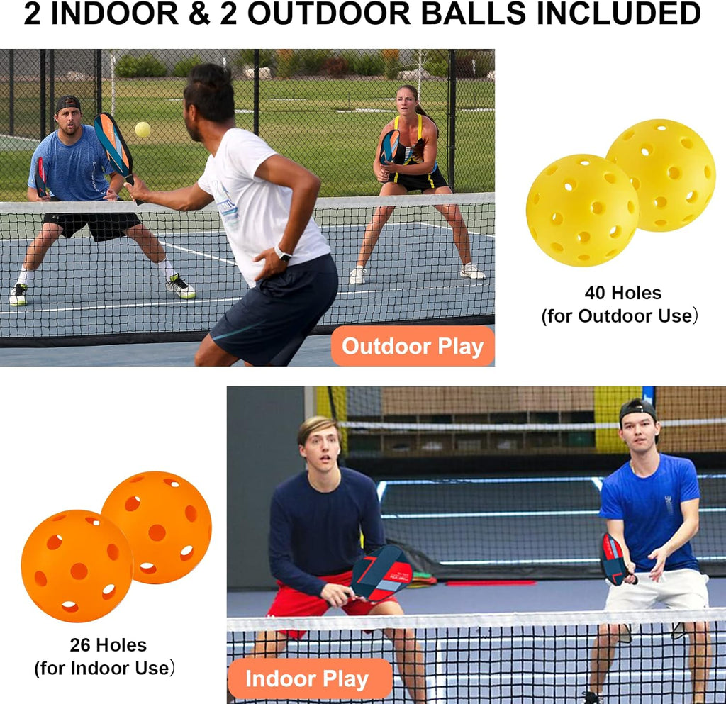 Set of 4 Lightweight Pickleball Paddles with Carry Bag A624