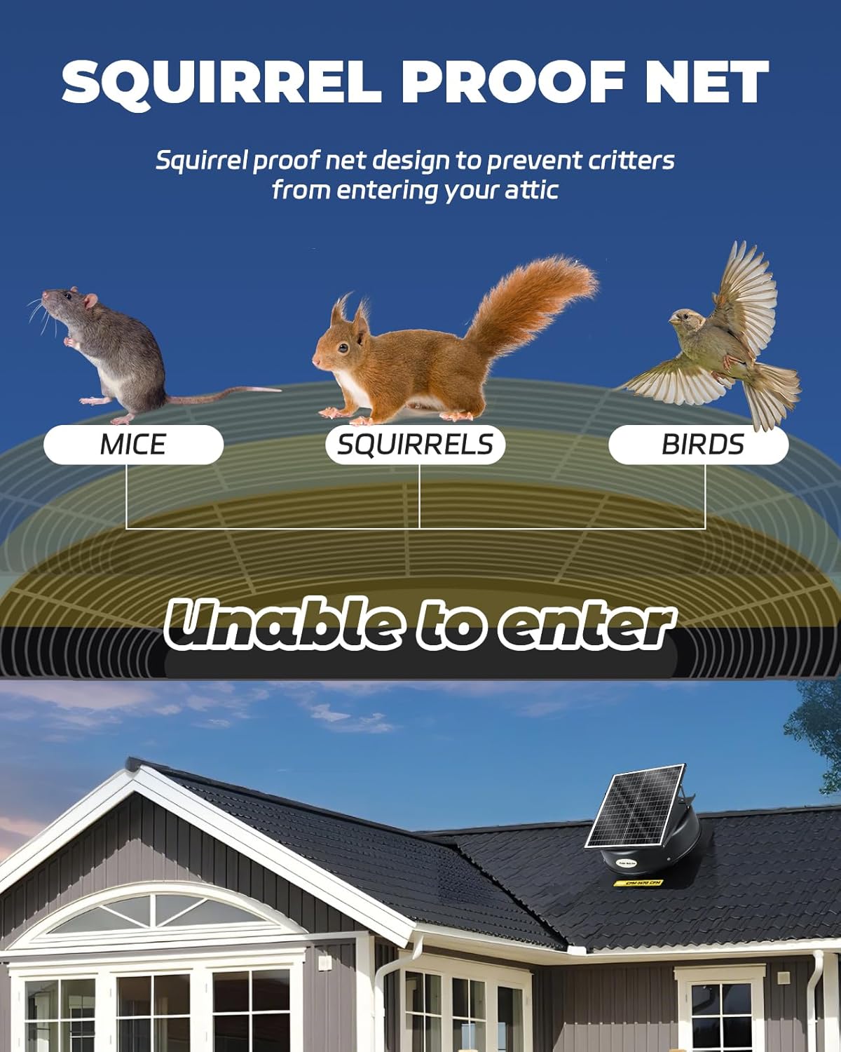 40 Watt Solar Powered Attic Fan with Remote Control Y18447
