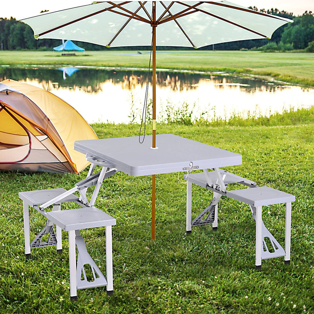 Camping Table with Chairs 4-Seat Set Foldable Q595293
