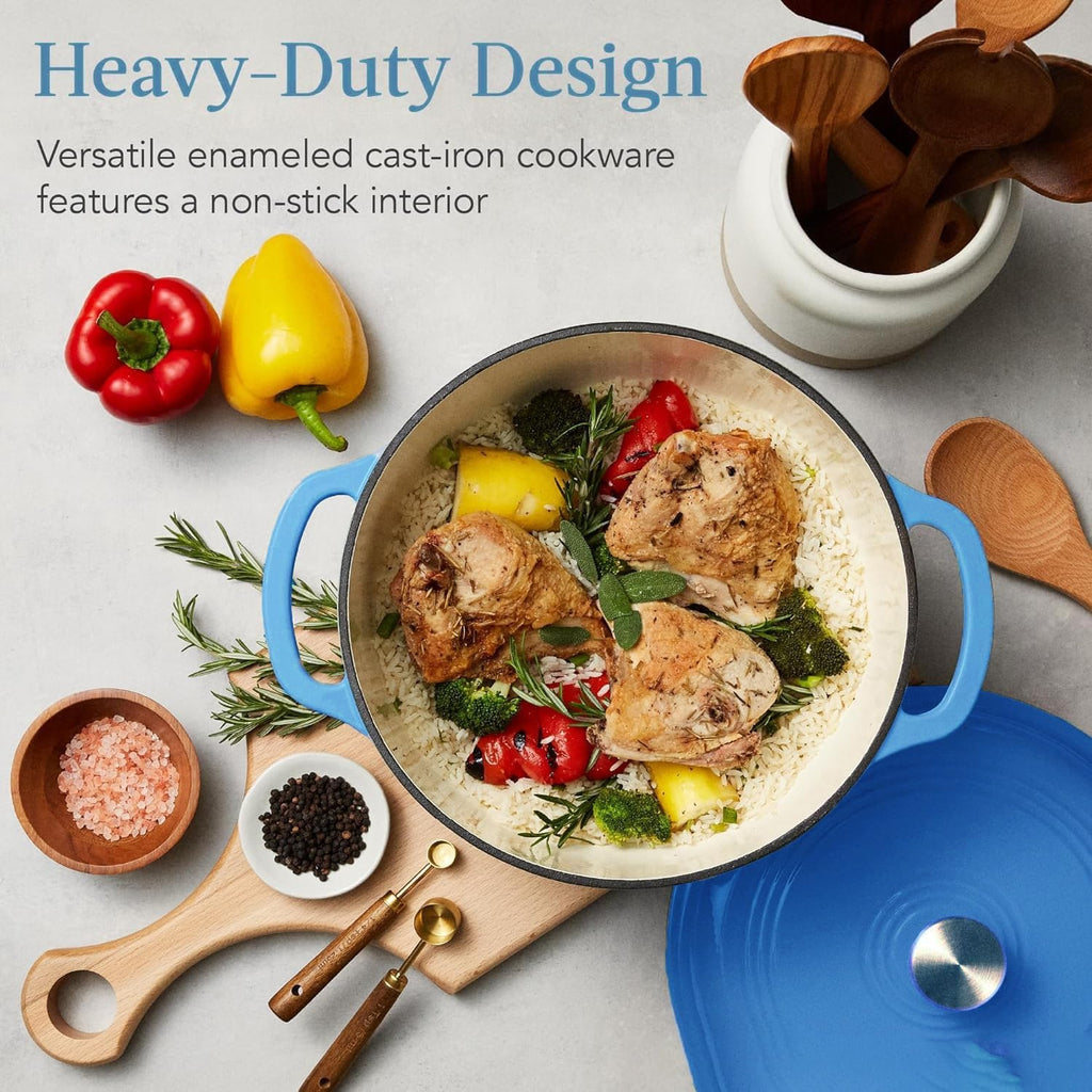 7.5 Quart Enamel Cast-Iron Round Dutch Oven with Lid Y69516