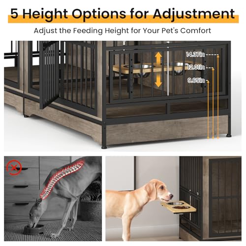 Rustic Brown Double Dog Crate Furniture with Divider T68552
