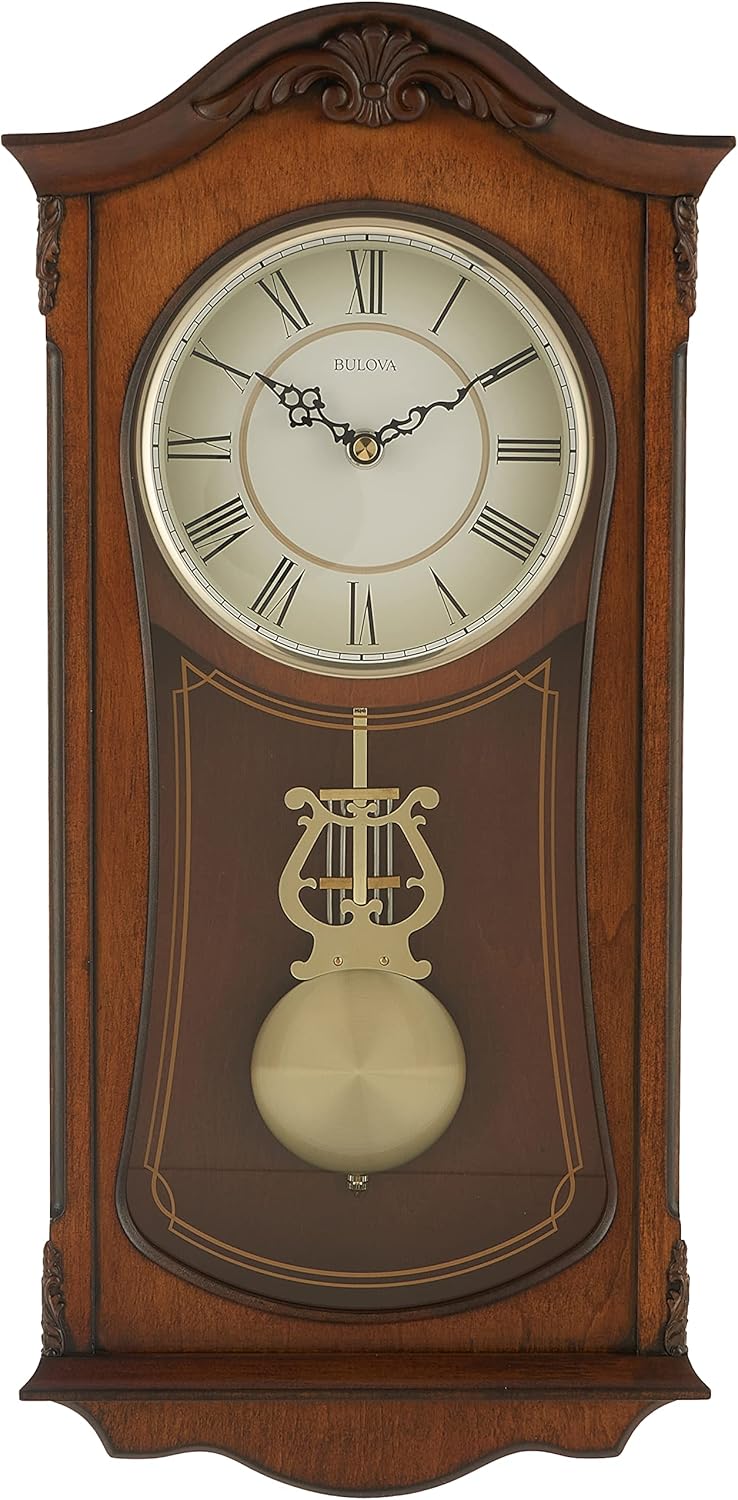 Brown Wooden Chiming Wall Mount Analog Clock G9900