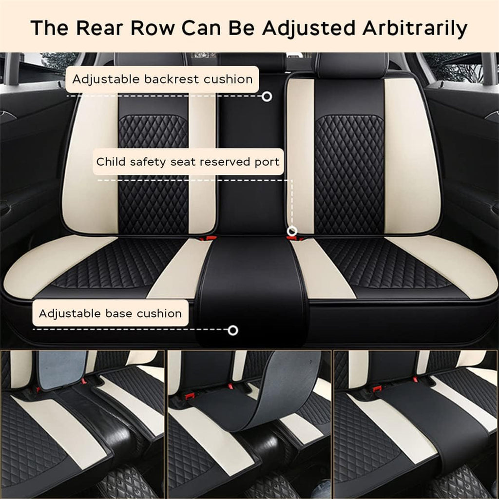 Car Seat Covers 5-Seat Black Beige F833495