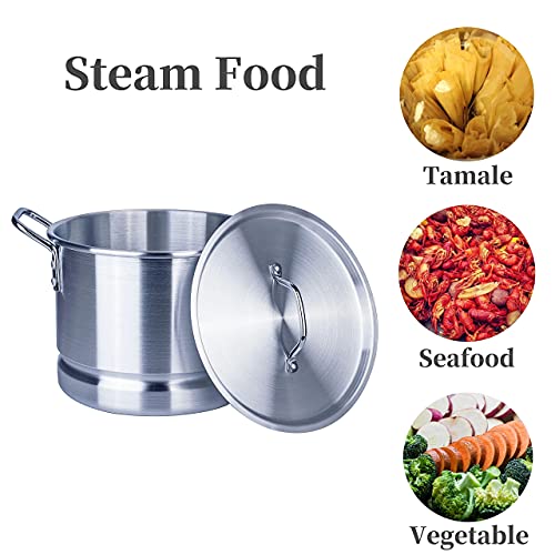 32 Quart Aluminum Tamale Steamer Pot with Steamer Rack and Tube Q84273