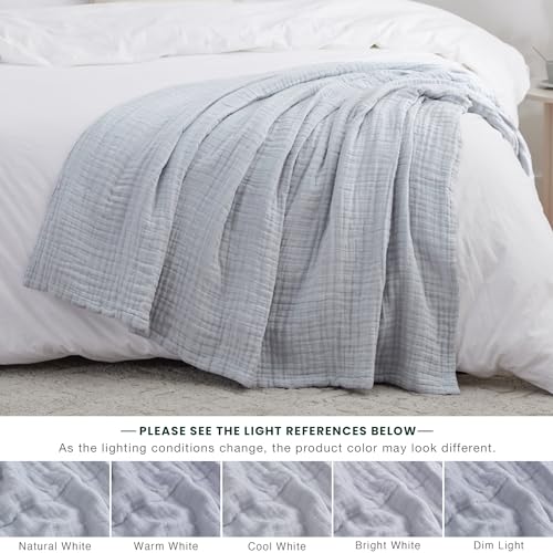6 Layer Cotton Muslin King Size Blanket, Sage Green E736839
