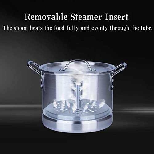 32 Quart Aluminum Tamale Steamer Pot with Steamer Rack and Tube Q84273