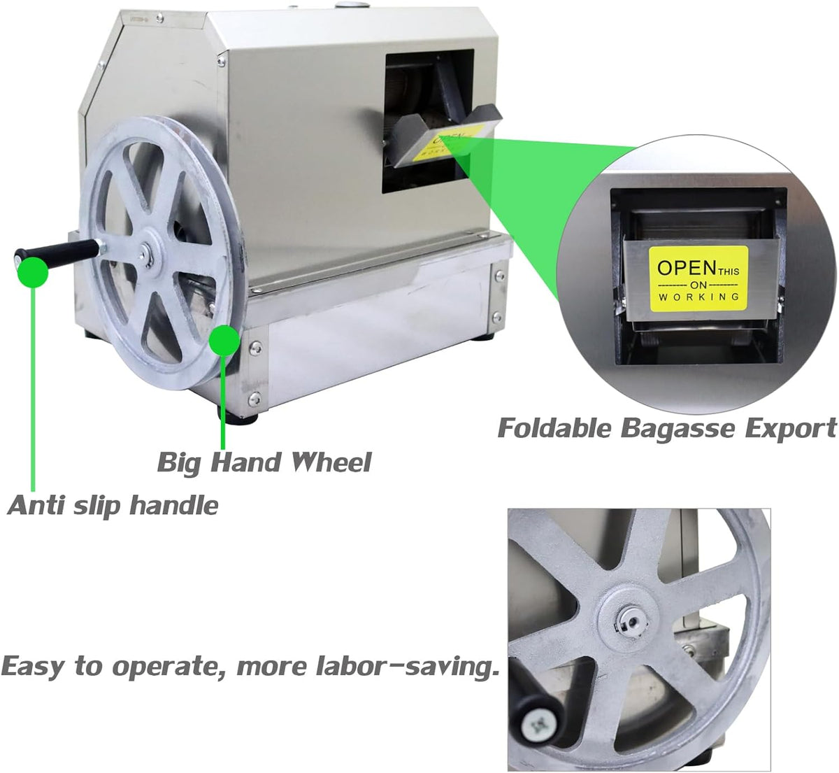 Commercial Sugar Cane Press Juicer Machine with 2 Peeling Knives W4973