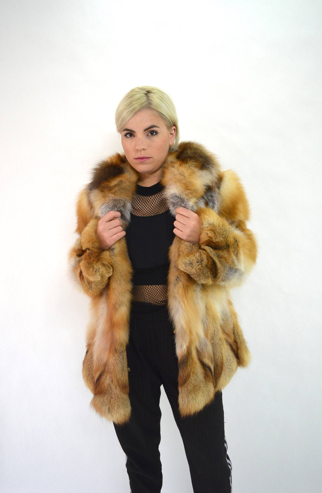 Red Fox Fur Hooded Coat W90674