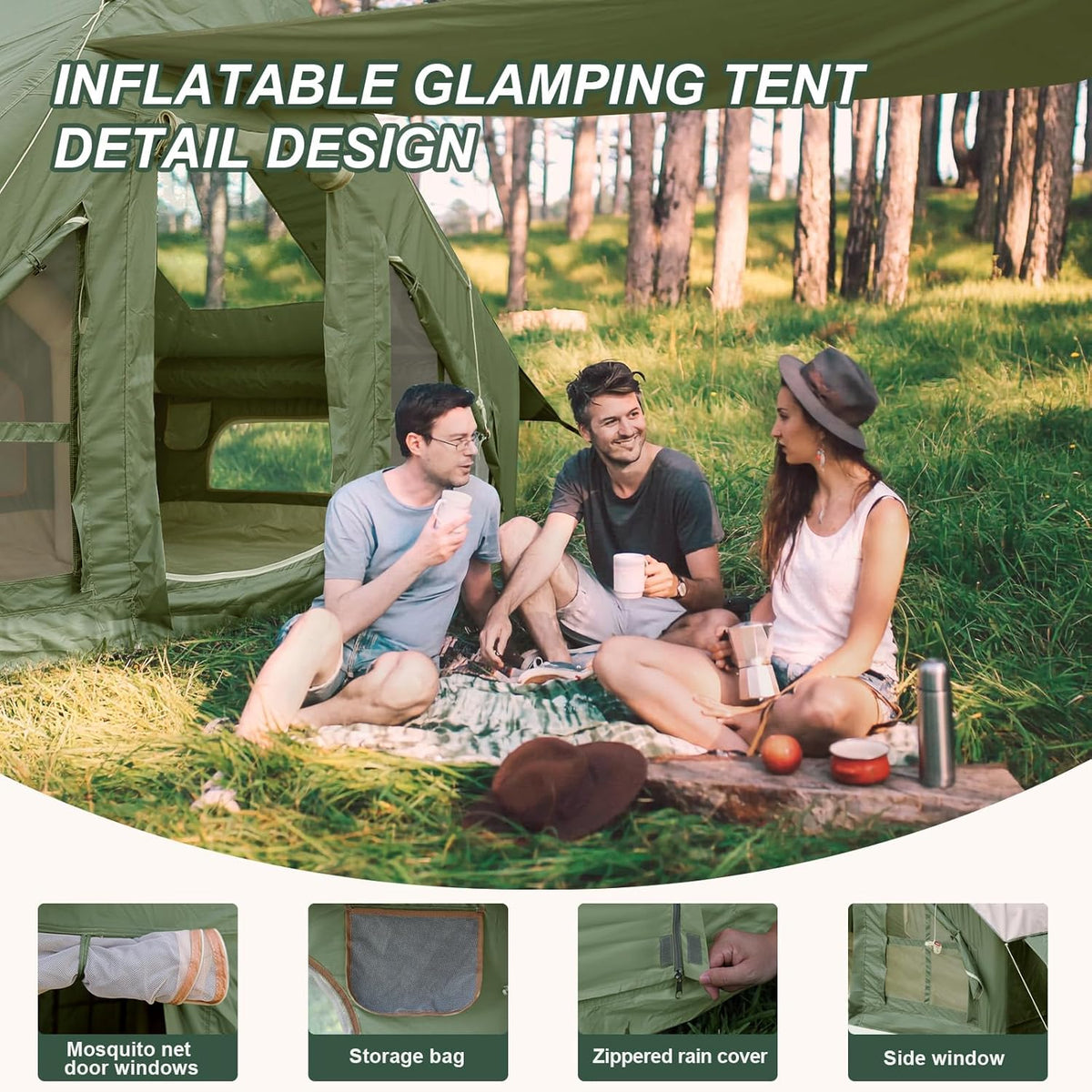 4-6 Person Inflatable Camping Tent with Pump and Stove Jack F81359