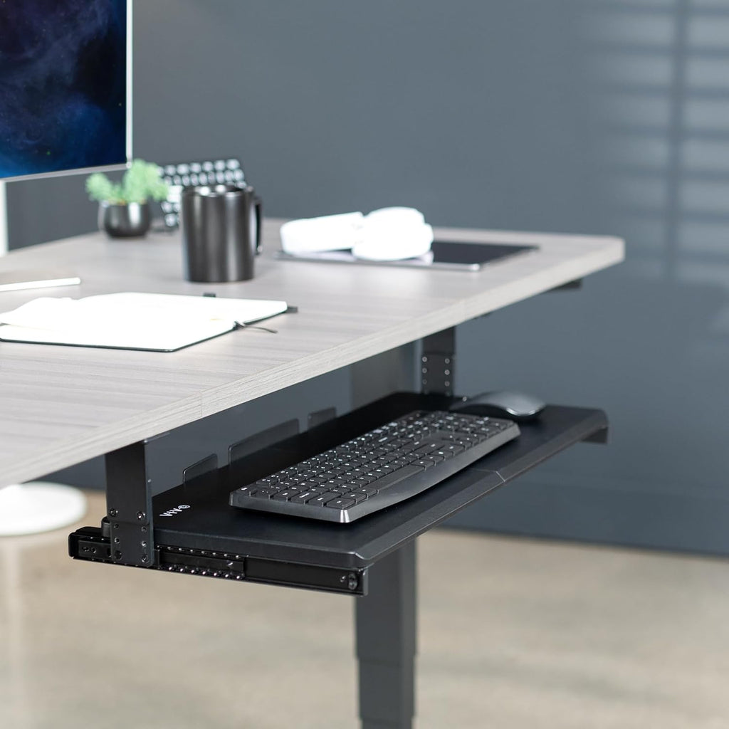 Large Height Adjustable Under Desk Keyboard Tray, 27 x 11 inch, Black P7892