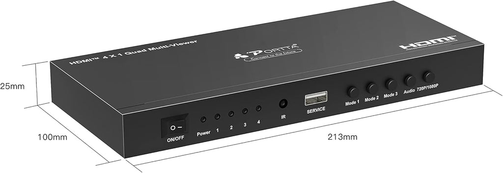 HDMI Multiviewer Switch 4x1, 4 in 1 Out with Loop, Audio Extractor, 1080p U279
