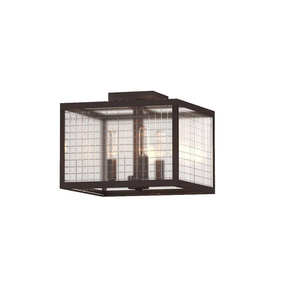 3-Light Oil-Rubbed Bronze Flush Mount with Glass Shade A8951