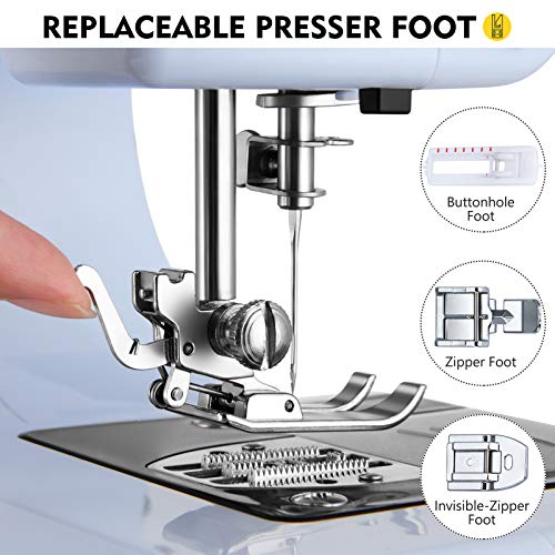 Blue Mini Sewing Machine with 12 Built-in Stitches J999355