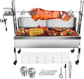 Stainless Steel Rotisserie Grill with Back Cover Guard, 25W Motor, 37'' 2 in 1 BBQ Charcoal Rotisserie Grill P395906