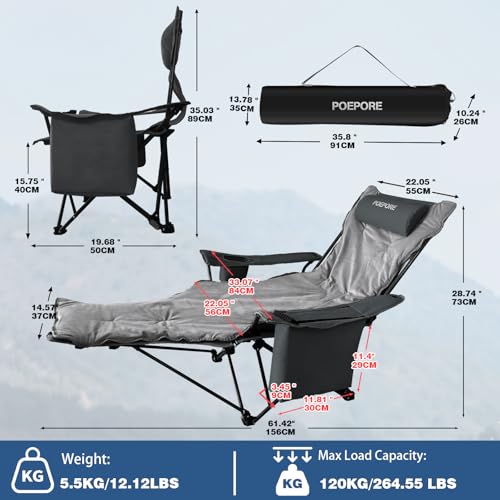 Reclining Camping Chair with Foot Rest Folding Lounger G115