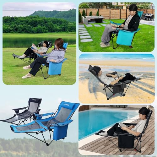 Reclining Camping Chair with Foot Rest Folding Lounger G115