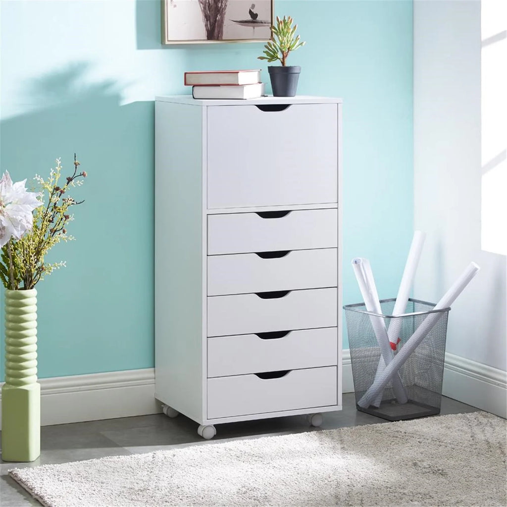 6 Drawer Grey Dresser with Wheels L419
