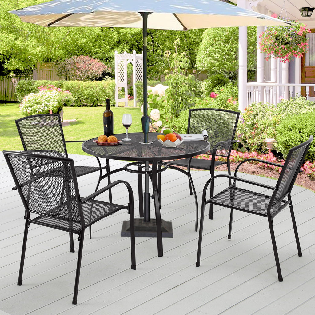 5-Piece Metal Patio Dining Set with 4 Stackable Chairs U475