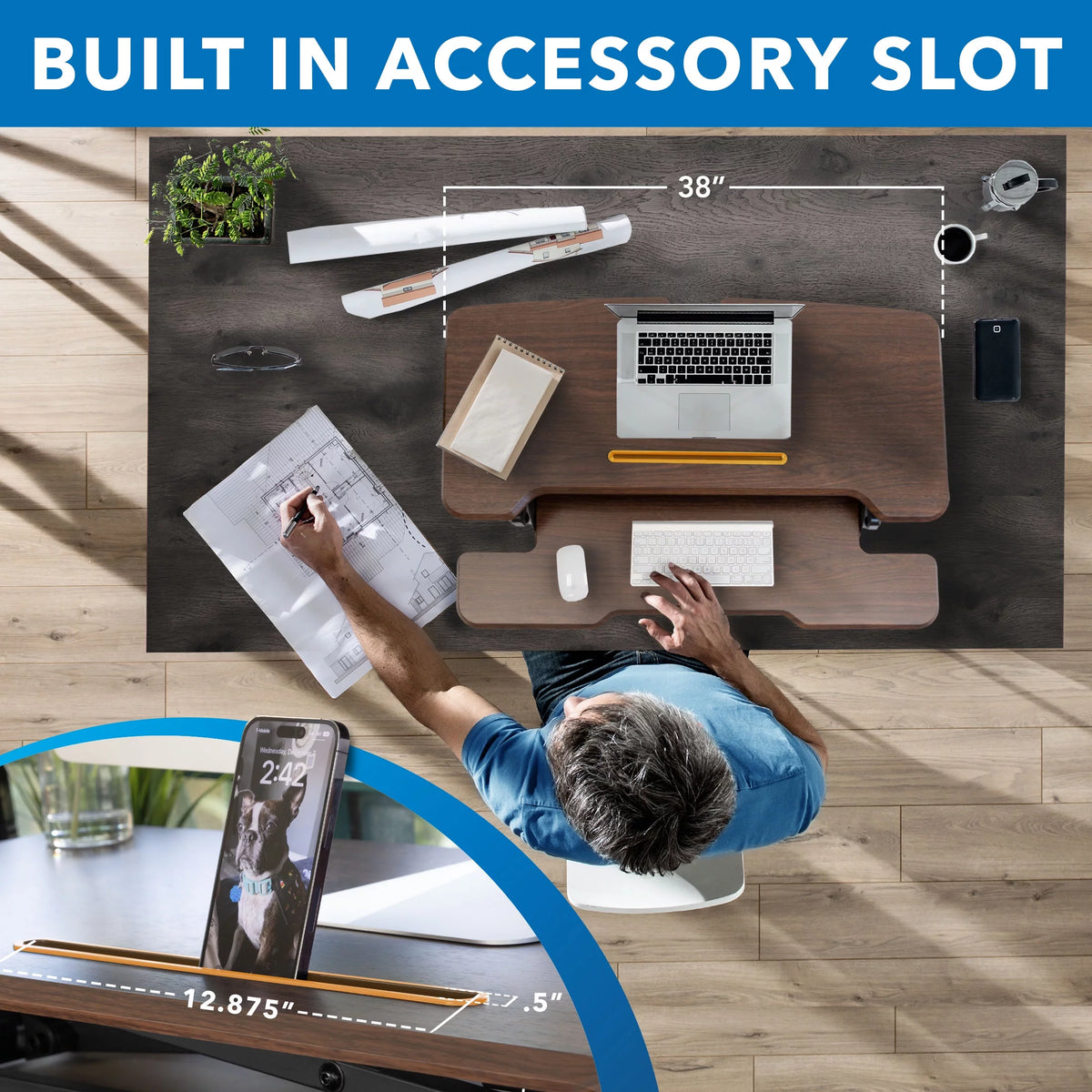 Extra Wide Sit Stand Desk Converter V362