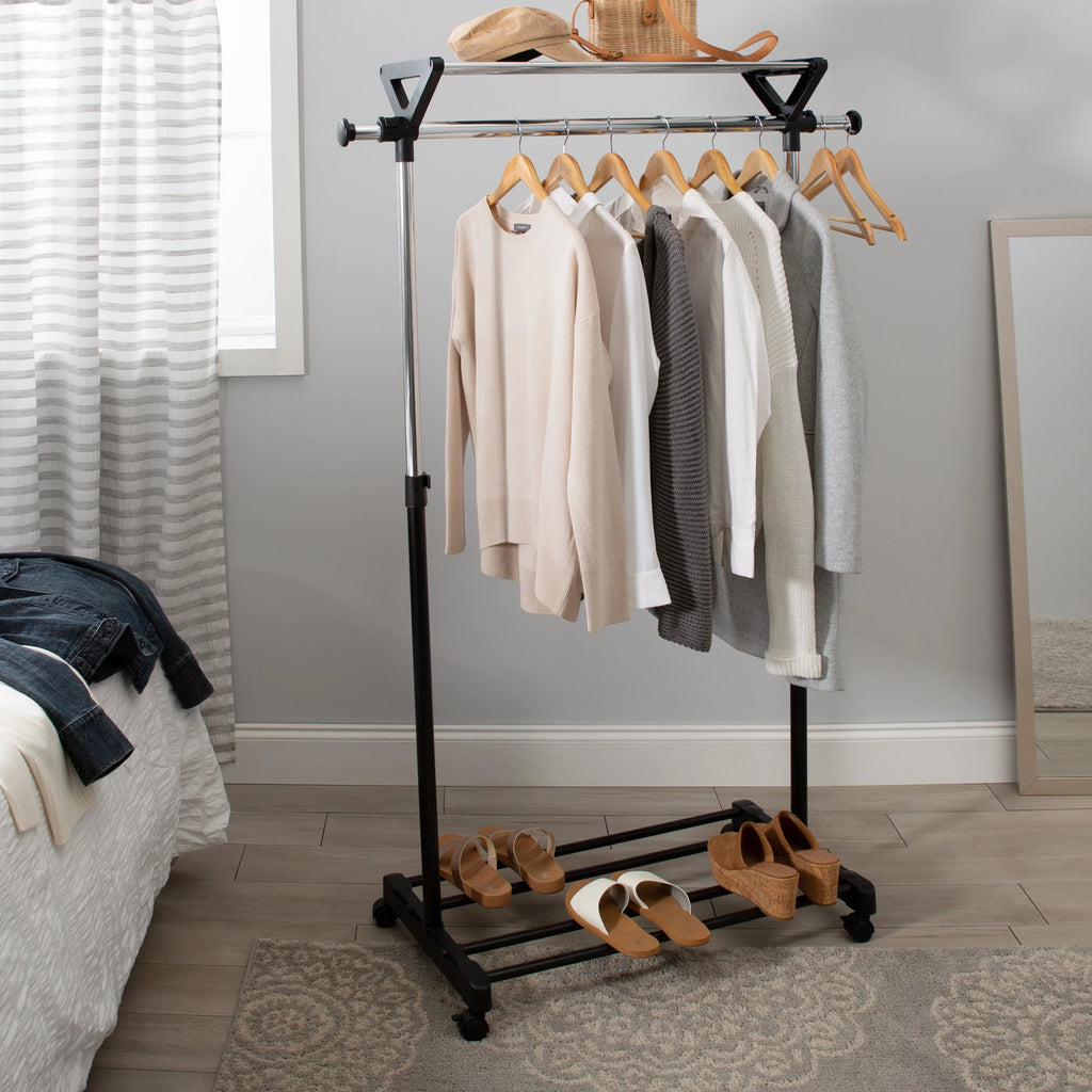 Adjustable Garment Rack with Storage Shelves A501163
