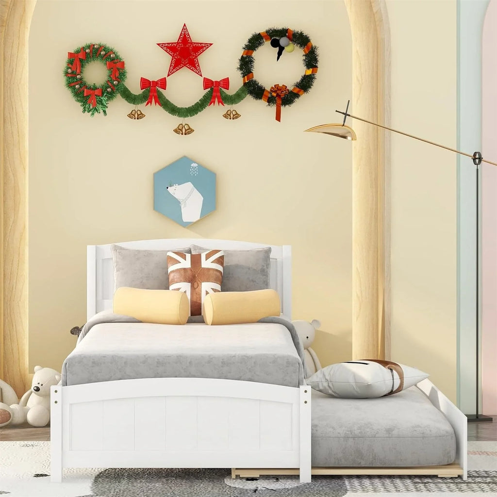 Wood Bed Frame with Headboard and Pull Handle U635037