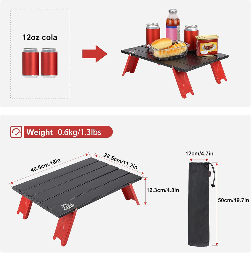 Black Ultralight Aluminum Folding Camping Table with Carrying Bag C328368